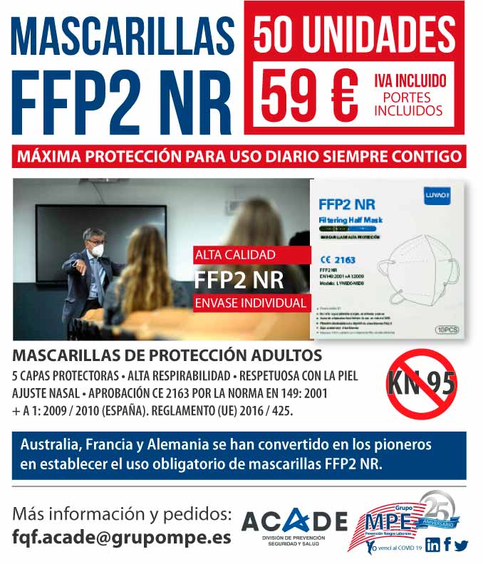 mpe web interior - MPE presenta mascarillas FFP2 NR, una promoción exclusiva para asociados