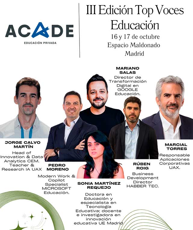 cartel top 2 - ACADE reúne en Madrid a las grandes voces de la educación, la tecnología y el pensamiento en su Congreso ‘Top Voces Educación’