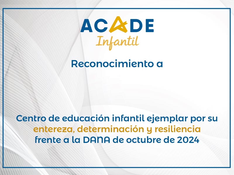 Diploma DANA Gris Elegido - ACADE visita a sus escuelas infantiles afectadas por la DANA